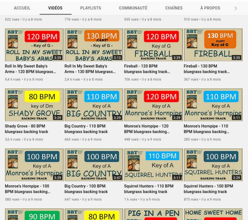 Bluegrass Backing Tracks youtube channel